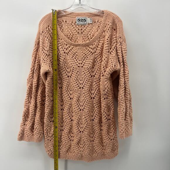 Vintage Made in USA 525 America Crochet Peach Sweater Women's One Size - Picture 4 of 6